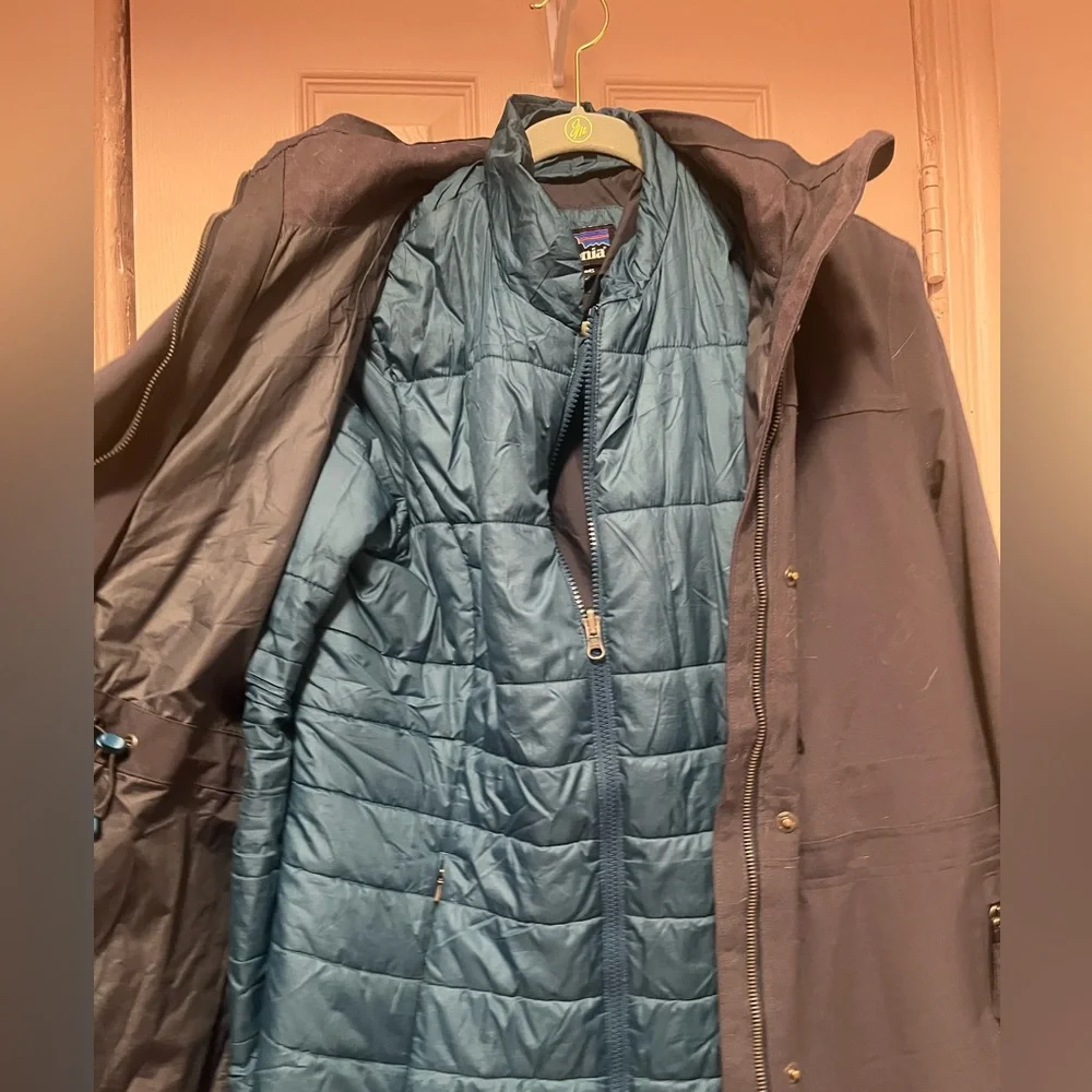 Patagonia Stormdrift 3-in-1 Parka Charcoal Teal Smolder Blue Women's Medium - Picture 7 of 11